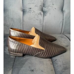 New Sarto by Franco Sarto Grey Embossed Leather Loafers U.S. Women's Size 6.5